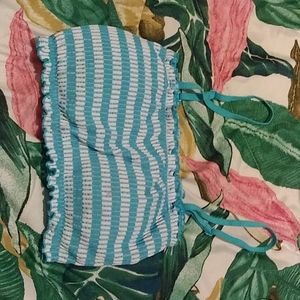 Blue and white crop top